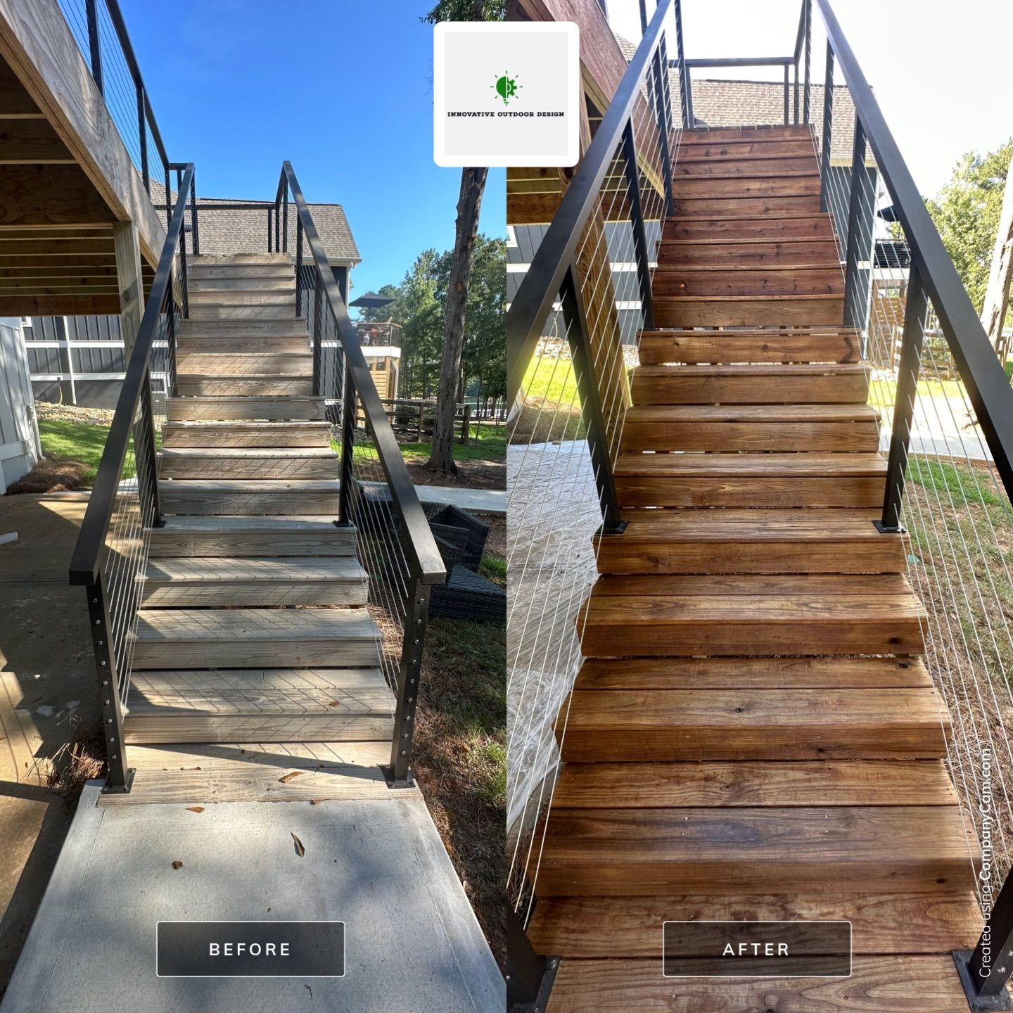 Wood Stairs Staining Project